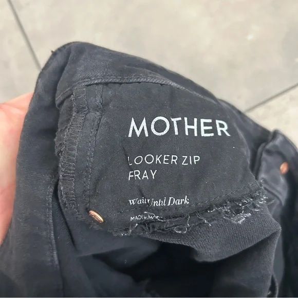 Mother the looker zip wait until dark black skinny jeans 27